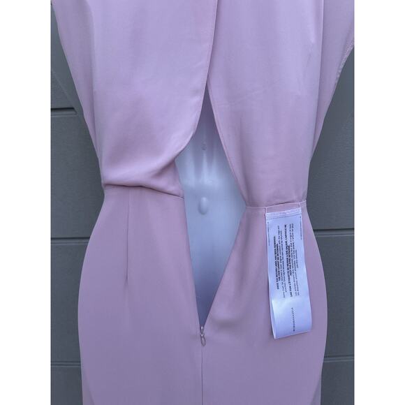 BCBG MAXAZRIA Sz 0 Pink Ruffle Cascade V-Neck Front Slit Gown $298 Bride’s Maid - Picture 10 of 16